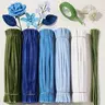450-piece pipe cleaner craft kit - 5 blue shades, 20 floral wires, 120 flower buds, 1 roll tape; DIY artificial flowers kit for crafting, handmade long-lasting bouquets, beginners' DIY craft supplies