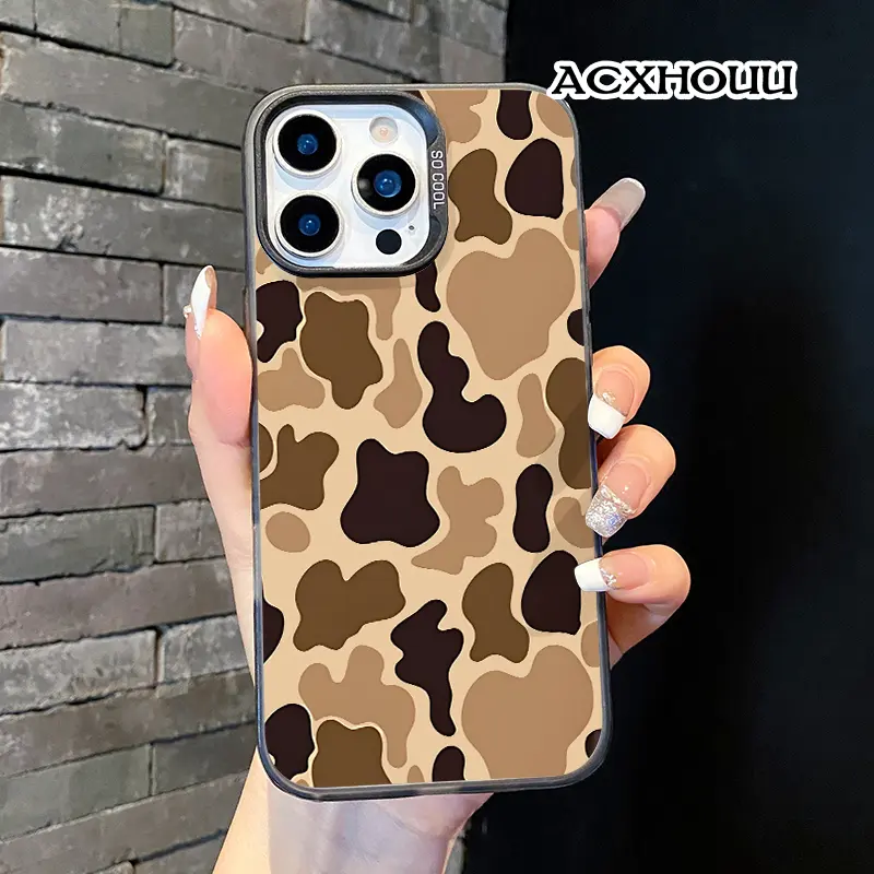 1.2mm Soft Durable Silicone TPU Shockproof Phone Case - Brown Tone Camouflage Design, Protective Accessory for iPhone 11/12/13/14/15/15 Pro/16/16 Pro/16 Pro Max/17