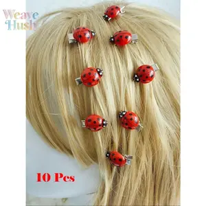 10-piece cute ladybug-shaped hair clip set, creative and fun hair clips, fashionable women's hair accessories, simple hair clip set, suitable for thick hair.