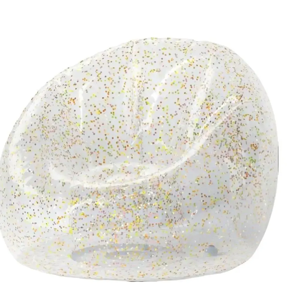 Clear Inflatable Birthday Event Glitter Chair – for Glamorous Durable Comfort,  Bring the Birthday, Bach Party and Special Event Glam Lounge Fun