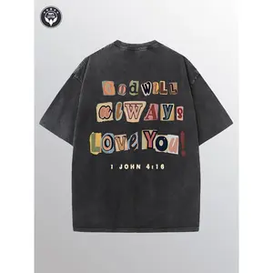 GOD WILL ALWAYS LOVE YOU Washed  T-shirt, Streetwear, Aesthetic Graphics, Casual T-shirt, Men's Unisex