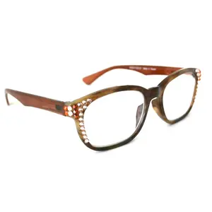 Coral, (Bling) Reading Glasses For Women W (Cooper, Light Colorado)Genuine European Crystals.  Marble Pattern Frame. NY Fifth Avenue.