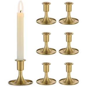 Candlestick Candle Holders - Brass Taper Holders Candle Stick for Wedding Table Centerpiece  Christmas Mantel Decoration  Decor, Set of 6
