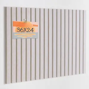 Bulletin Board, 36 x 24 inches Felt Board Decorative Pin Board, 3' x 2' Cork Board Alternative for Wall, Foldable Photo Board with 20 Pushpins - Oatmeal Stripes