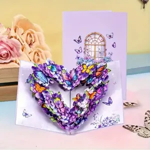 3D Pop-Up Heart Wreath Greeting Card, Custom Message Card, Perfect for Birthday, Mother's Day, Wedding, Anniversary, Ideal Gift for Her or Friend
