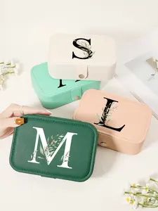 Initials Letter Pattern Jewelry Storage Box, Velvet Lined Travel Box, Lightweight and Durable Home and Travel Storage Box for Rings and Necklaces, Organiser