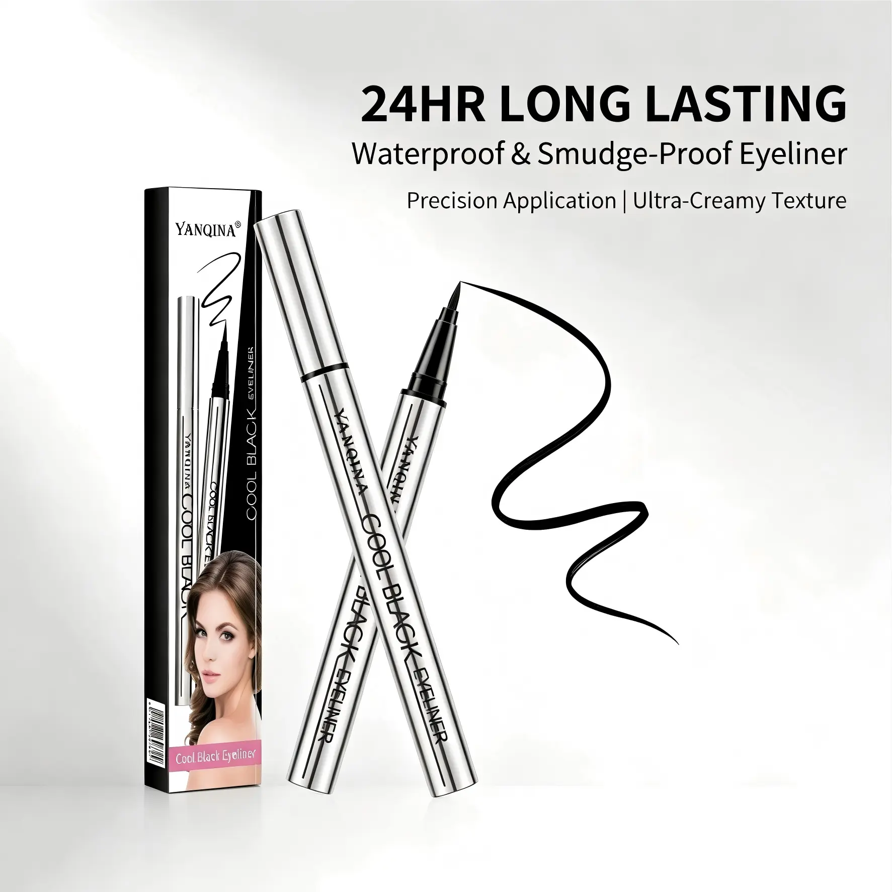 Cream Waterproof Eyeliner & Lipliner Stick Pencil - 24-Hour Wear, Smudge-Proof, Quick-Drying, Intense Cool Black, Smooth Apply, Vegan, Cruelty-Free Beauty & Personal Care Makeup