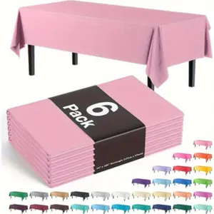 6Pack PE Tablecloths 54 x 108 Inch Disposable Rectangle Table Covers Party Table Cloths for Indoor or Outdoor Events Birthday Party Decor Supplies