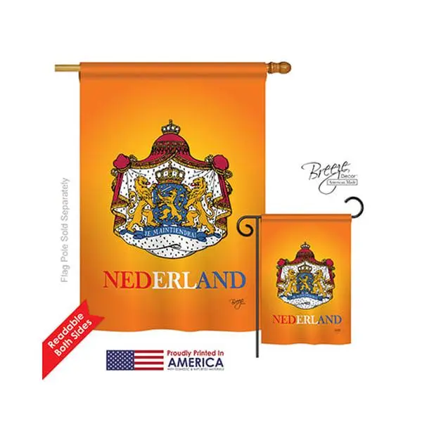 Breeze Decor 08094 Netherlands Vertical House Flag - 28x40", Rectangular Polyester Double-Sided, Impression Art, Vertical Hang Design