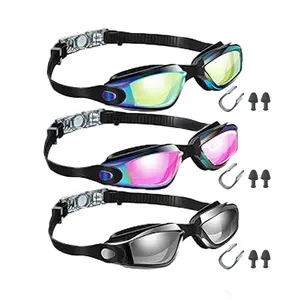 Swimming Goggles with Nose Clips & Earplugs, 2/3 Counts Adjustable Swimming Goggles, Clear Vision for Pool & Beach Activities, Water Goggles, Swimming Accessories