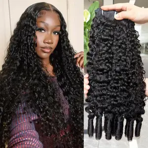 15A Raw Burmese Curly  Human Hair 18 20 22Inch 100% Unprocessed 3C4A Deep Wave Human Hair with Spiral Curls Double Weft Extensions Water Water  Natural Color bundles brazilian bulk human hair quick weave