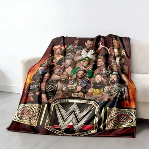 WWE Wrestling Entertainment Blanket Ultra Soft Flannel Cozy Warm Bedroom Living Room Couch Sofa Home Fashion Portable Travel Throw Decor Birthday Gift Christmas Gift for Fans Men Women Kids Teens Sports Style
