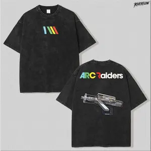 Bobcat ARC Raiders Gamer Extraction Shooter Vintage Washed Oversize Unisex Tee, unisex heavyweight cotton t-shirt washed Casual Menswear