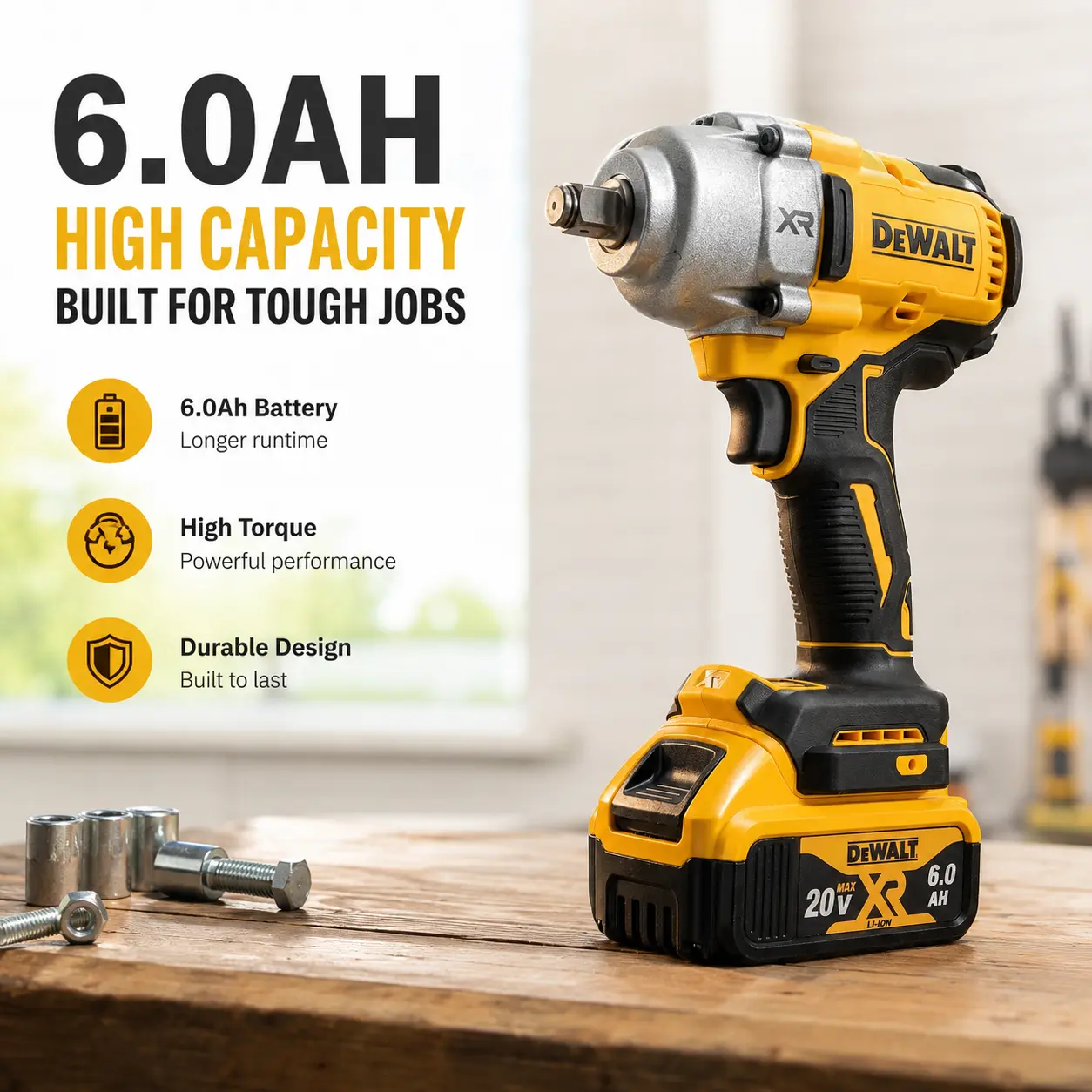 Dewalt DCF900 Cordless Impact Wrench - Multi-Speed, Suitable for Automotive, Industrial Tasks