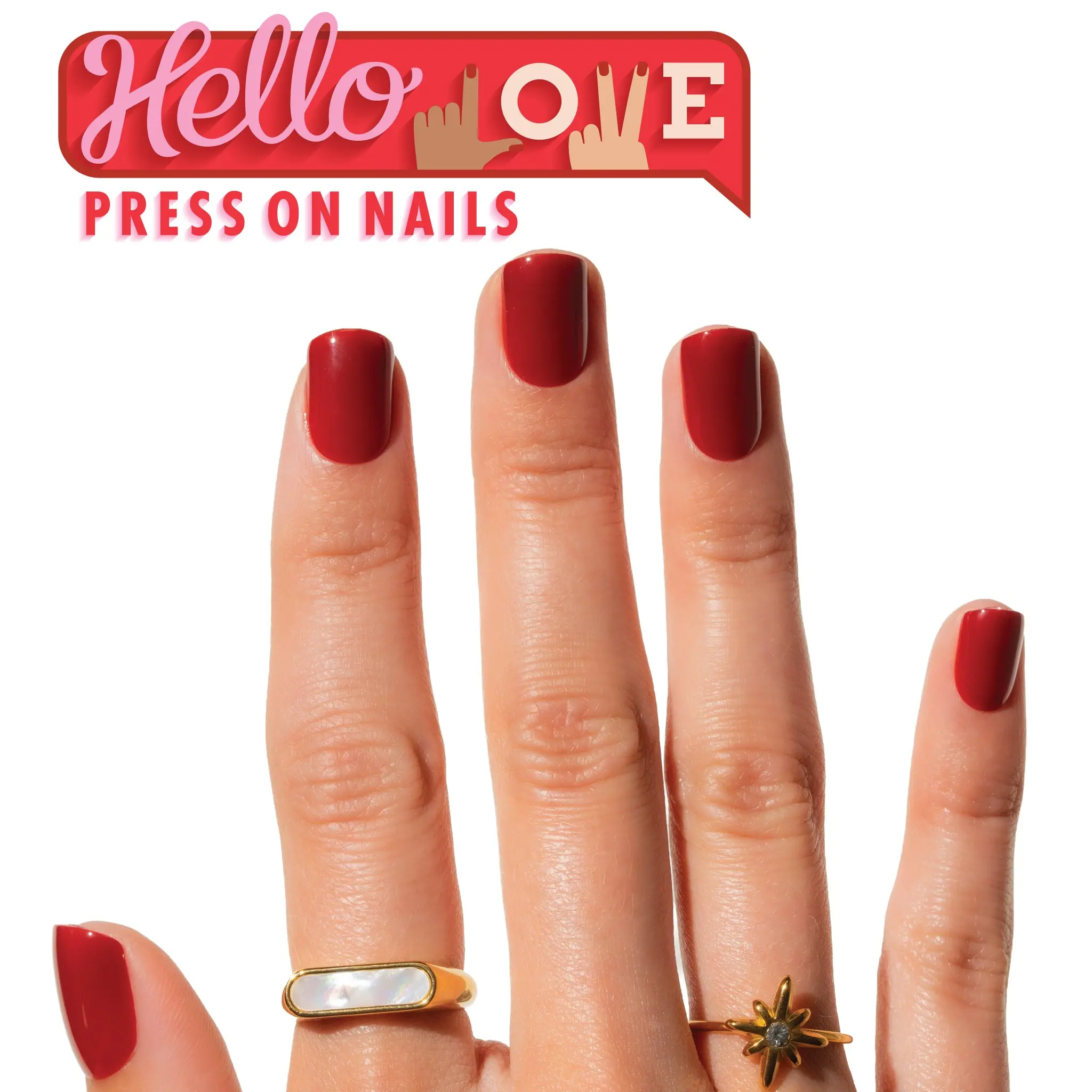 Hello Love Press-On Nails: Short Square Fall Collection