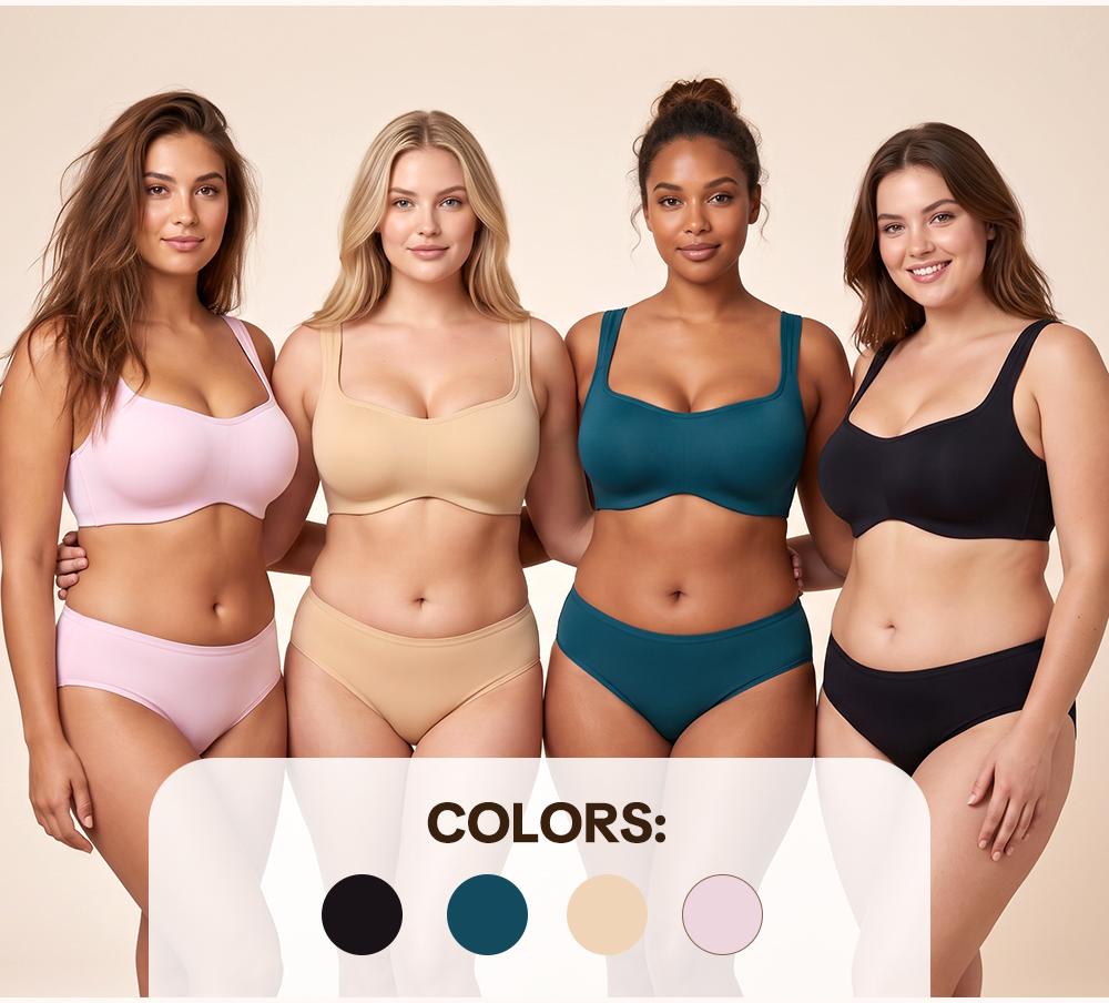 HSIA CoolCurve Unlined Plus Size Ice Silk Cooling 3D Curved Flexible Double Layer Cup Low Cut Balconette Bra Underwire Support Seamless Free Cut Scoop Square Neck  Anti Spillage No Gapping Lightweight Side Smoothing Women Everyday Bra