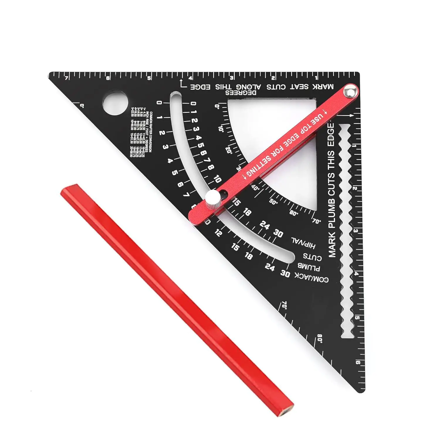 Carpenter's Square, 7-inch Woodworking Tool Frame Square, Carpenter's Tool with Pencil Combination Square, Adjustable Angle Triangle Ruler
