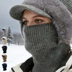 A fleece-lined, thickened baseball cap for autumn and winter wear, featuring full face coverage for warmth. Suitable for both men and women, this knitted hat is ideal for outdoor activities such as sports, fitness, running, cycling, skiing, and hiking.