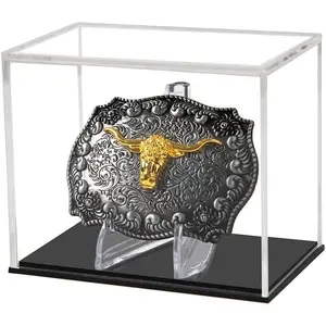 Clear Acrylic Belt Buckle Display Case Stand Holder, Protection Storage Cover Cabinet Shelf Rack for Your Belt Buckle Collections