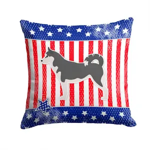 USA Patriotic Siberian Husky Fabric Decorative Pillow BB3380PW1414