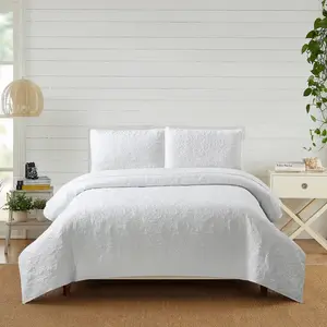 Modern Heirloom 3pc King Stitched Quilt Set White