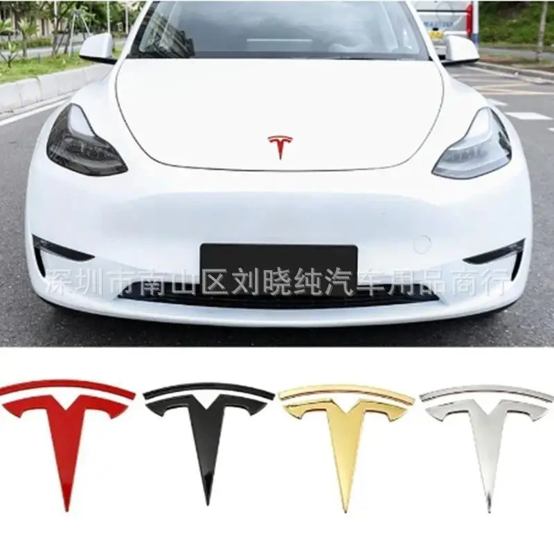 metal For Tesla- Car Front Emblem Rear Trunk Emblem Suitable for Model 3 Mode Y logo replacement rear and rear logos blackening