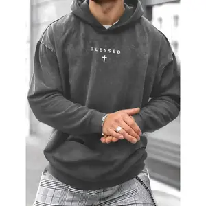 Trendy Minimalist Streetwear Sweatshirt, Loose-Fit Design with Pray Letter Print, High-Quality Fabric for All Seasons Casual Wear