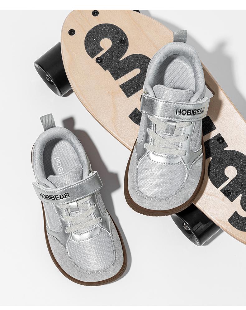 HOBIBEAR Spring/Autumn Kids’ Wide-Toe Casual Sneakers, Versatile Velcro Closure, Breathable Woven Upper