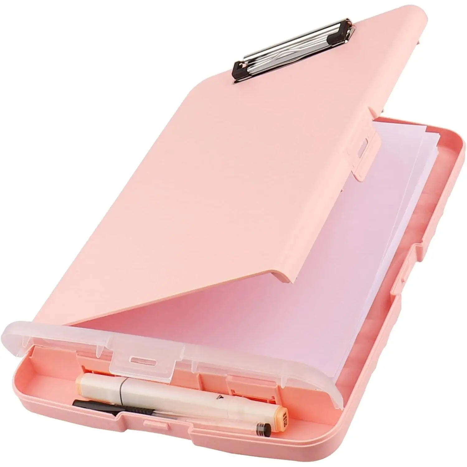 Clipboards Plastic Clipboard with Storage Heavy Duty Cute Clipboards for Women Nurse Accessories for Work Teacher,,,Offices (Light Pink)