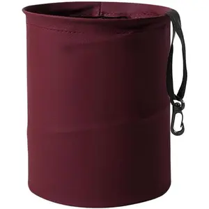 Collapsible Trash Can  Garbage Bag - Leather Pop-up  Trash Bin with Elastic Band -  Foldable Garbage Can   Basket Bin - Double-Layer Washable Bag for  Camping (Red)