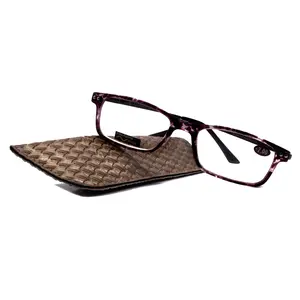 Vienna, (Premium) Reading Glasses High End Readers (TortoiseShell Purple) Rectangular +1.25..+3 Magnifying Metal Thin Temple NY Fifth Avenue Crystal Clear
