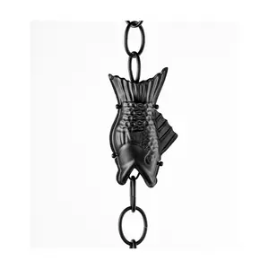 Modern Fish Black Aluminum 8.5ft Rainchain w/ Good Directions