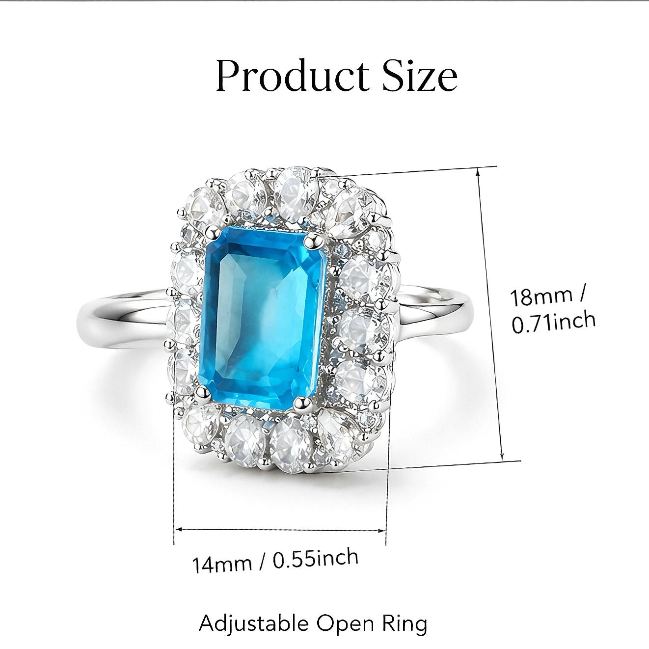Solitaire Ring, Women's Adjustable Multi-Row Eternity Ring, Copper Plated Silver Finish, Blue Synthetic Zircon, Vintage Costume Jewelry, Classic Engagement Matching Band, Ideal For Banquet & Birthday Gift, Eternity Band Ring, Romantic Vintage