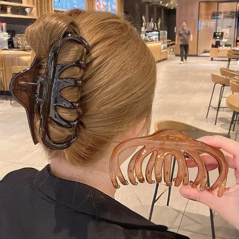 2pc Vintage Large Hair Claw Clips, V Shaped Clip, Hair Style Accessory, Boho Style Hair Accessories for All Seasons, Perfect for Upswept Hairstyles, Transparent Clips, Hair Claws Set