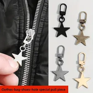 10pcs Metal Star Zipper Pull Tabs, Quick Installation, Detachable Zipper Pullers for Bags, Jackets, Suitcases - Includes White & Black Options