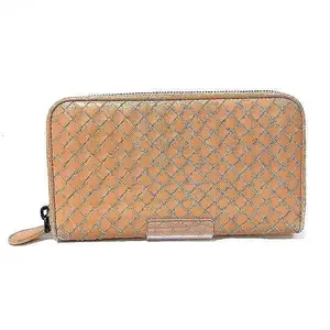 Pre-owned Bottega Veneta Calfskin Small Leather Goods Intrecciato Leather Long Wallet