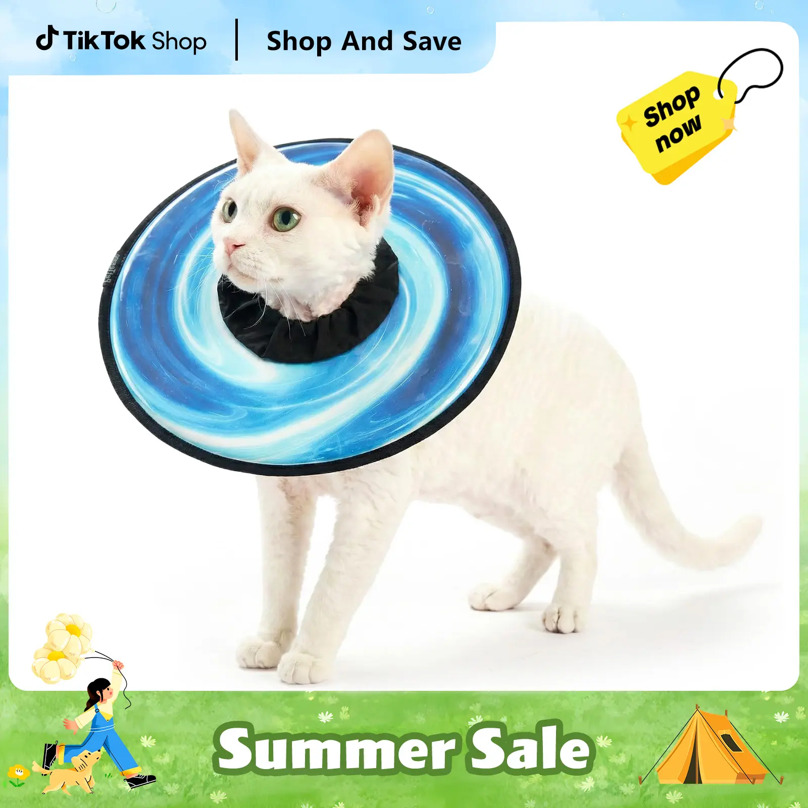 HICC PET Modern Waterproof Recovery Collar for Cats & Small-Medium-Large Dogs - Antilick Wound Guard, Breathable Fabric, Anti-Bite, All-Season Quick Recovery Pet Healthcare Accessory