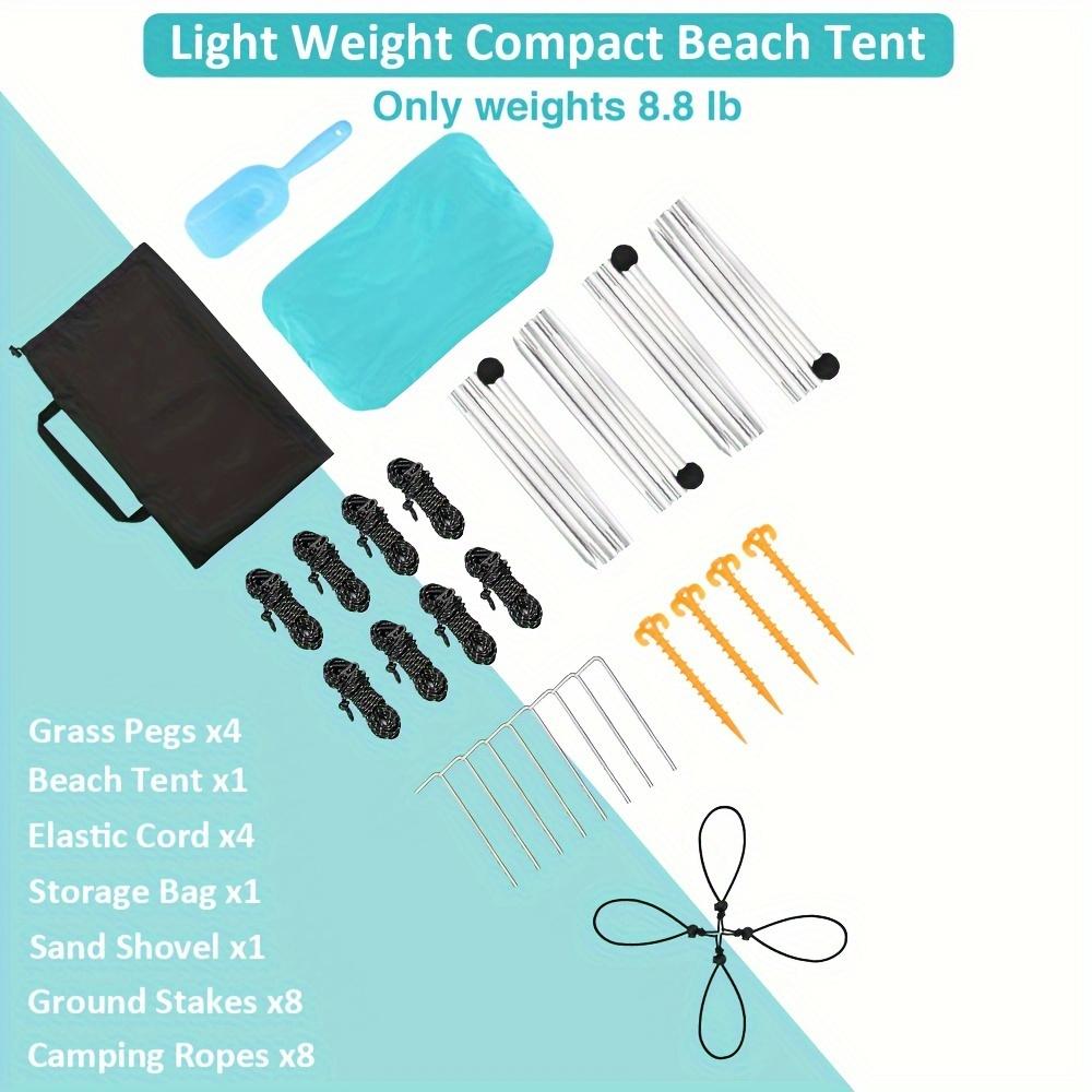 Beach Tent Canopy 10'x10' Beach Tents Sun Shelter 6-8 Person Beach Canopy Tent Sun Shade Easy Setup Pop Up Beach Shade Canopy Portable Beach Tent UPF 50+ Waterproof Windproof Beach Canopy