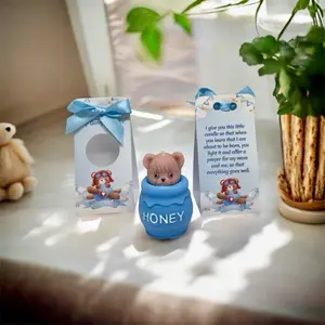 Mini Bear Candles in Barrel Perfect for Baby Showers & Gender Reveals Adorable Honey Design