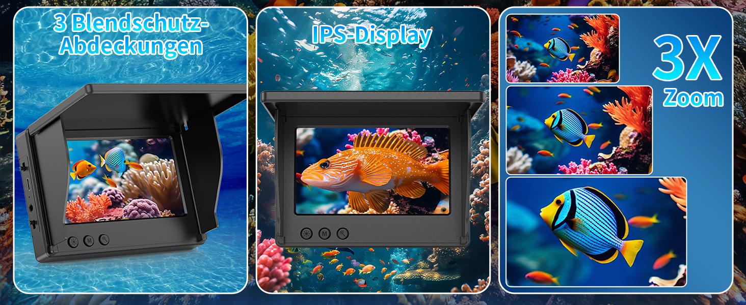 Underwater Fishing Camera 1080P HD, Portable Fish Finder with 4.3" LCD Display & Infrared Night Vision, IP68 Waterproof 30M, 5000mAh Battery, for Ice Lake Boat Kayak Fishing