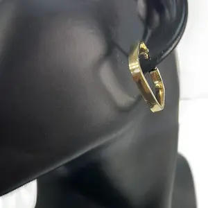 Square Style Women's Hoops - Elegant Gold Tone Earrings for Everyday Wear