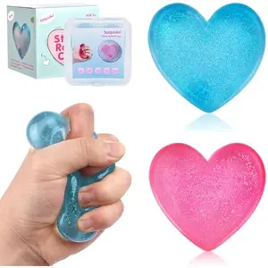2-Pack Stress Cube Set: Quiet Squishy Toys for Anxiety Relief & Improve Focus, Durable, Sensory Squeeze Blocks for Adult Kid in Classroom Office Home Car (2 Wide, Blue & Pink)