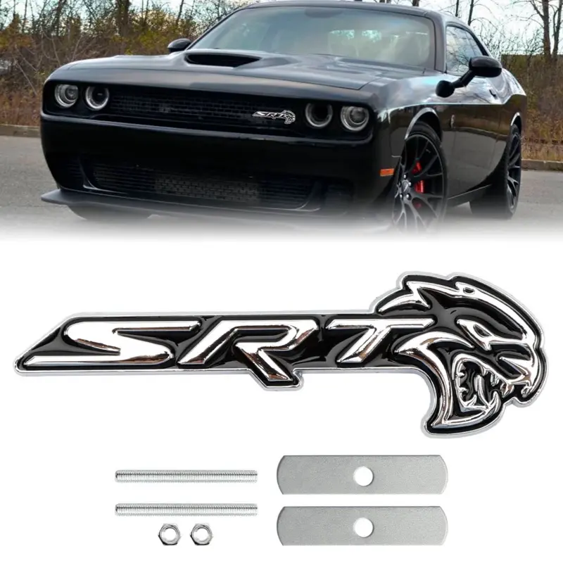 Front Grille SRT Hellcat Emblem For Charger Challenger SRT  Chrome  Badge 1x
