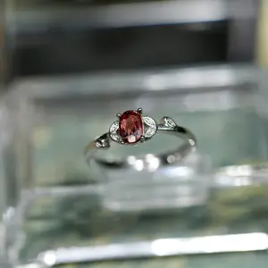 Garnet Ring Adjustable Copper Ring Birthday AnniversaryJewelry Women's Fashion Party Ring Jewelry Gift Accessory Daily Wear