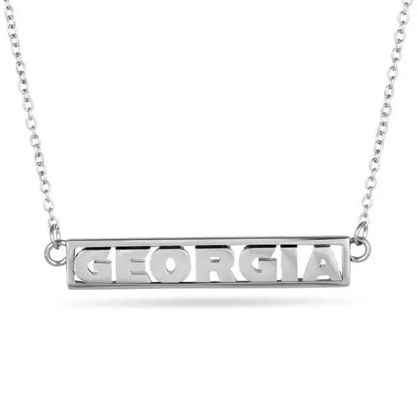 UGA Silver Bar "GEORGIA" Necklace