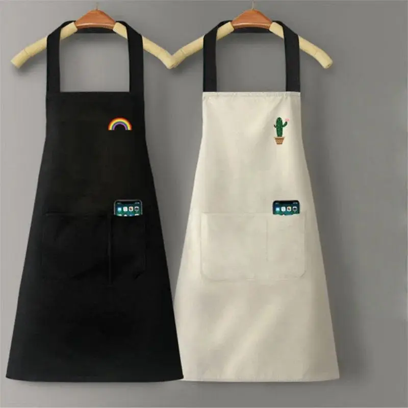 Multifunctional Waterproof Oil-Proof PVC Cloth Bib Apron, Workwear with Wipeable Pockets & Hand Wipes for Flower Shops, Food & Beverage Businesses, Home Kitchen Use, Baking Shop