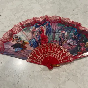 Madrid Spain Fan - Traditional Spanish Merchandise Hand Fan with Colorful Design and "Made in Spain" Text