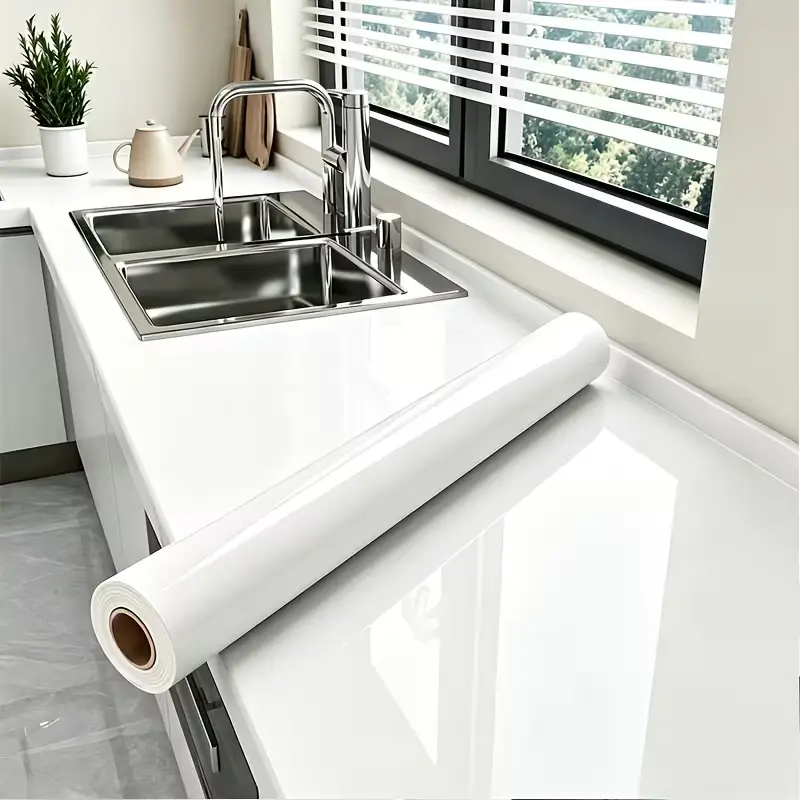 1pc PVC Self-Adhesive Imitation Marble Desktop Sticker - Waterproof, Oil-Proof, Heat-Resistant Home Improvement Wallpaper for Dining Tables, Living Room TV Cabinets, Kitchen Renovation & Color-Changing Needs
