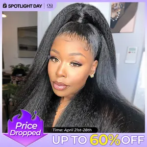 [NEW IN] OQ HAIR Pre-Cut Lace Kinky Straight 360 Full Lace Frontal Glueless Wig With Invisi Drawstring Pre Plucked Human Hair Wig #TikTokShopBlackFriday
