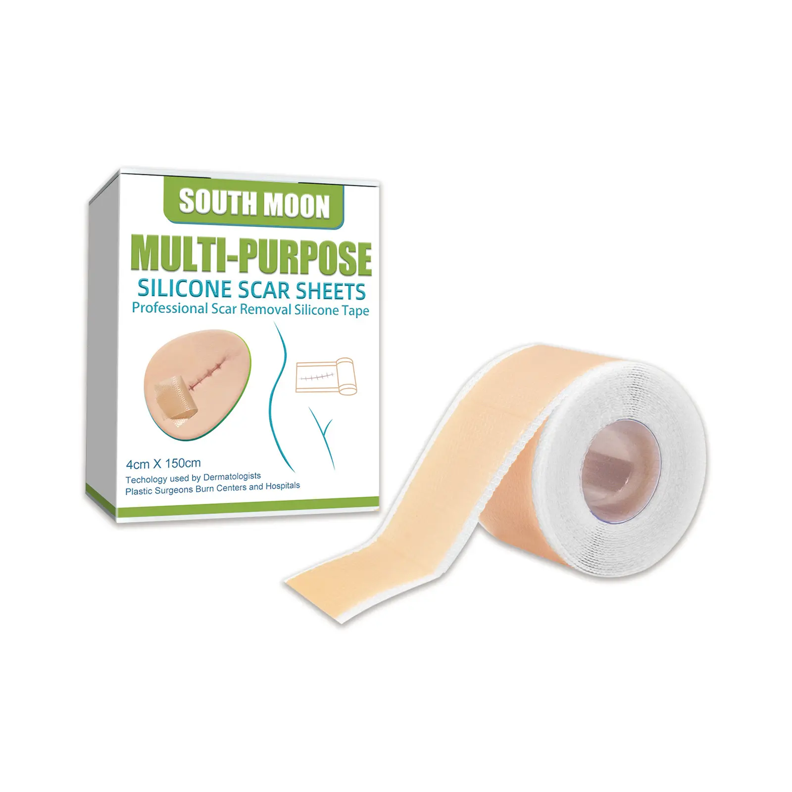 South Moon Silicone Scar Repair Sheets Cut-to-Size Scar Treatment Patch for Scar Reduction and Healing